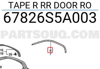 Honda 67826S5A003 TAPE R RR DOOR RO