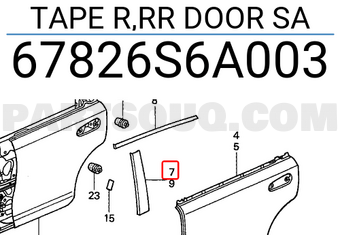 Honda 67826S6A003 TAPE R,RR DOOR SA