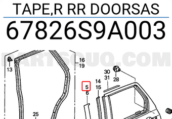 Honda 67826S9A003 TAPE,R RR DOORSAS