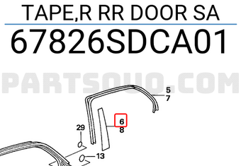 Honda 67826SDCA01 TAPE,R RR DOOR SA