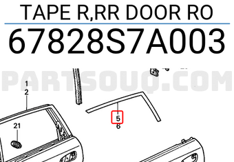 Honda 67828S7A003 TAPE R,RR DOOR RO