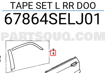 Honda 67864SELJ01 TAPE SET L RR DOO