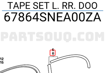 Honda 67864SNEA00ZA TAPE SET L. RR. DOO