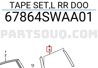 Honda 67864SWAA01 TAPE SET,L RR DOO