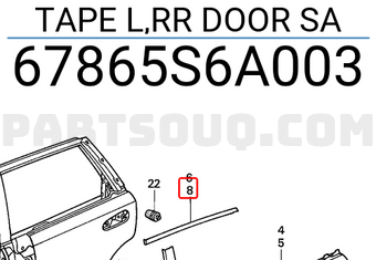 Honda 67865S6A003 TAPE L,RR DOOR SA