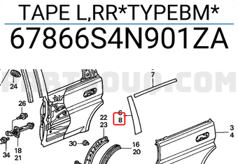 Honda 67866S4N901ZA TAPE L,RR*TYPEBM*
