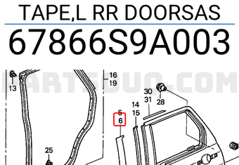 Honda 67866S9A003 TAPE,L RR DOORSAS