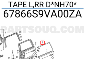 Honda 67866S9VA00ZA TAPE L,RR D*NH70*