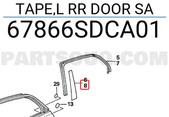 Honda 67866SDCA01 TAPE,L RR DOOR SA