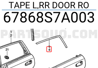 Honda 67868S7A003 TAPE L,RR DOOR RO