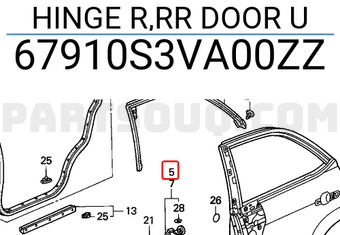 Honda 67910S3VA00ZZ HINGE R,RR DOOR U