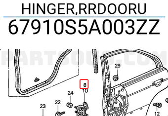 Honda 67910S5A003ZZ HINGER,RRDOORU