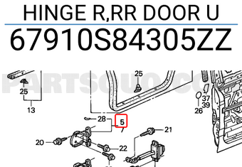 Honda 67910S84305ZZ HINGE R,RR DOOR U