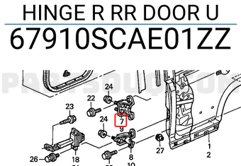 Honda 67910SCAE01ZZ HINGE R RR DOOR U