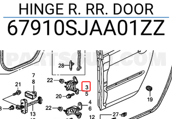 Honda 67910SJAA01ZZ HINGE R. RR. DOOR