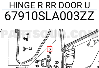 Honda 67910SLA003ZZ HINGE R RR DOOR U