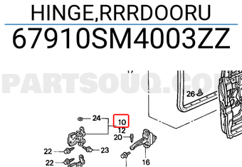 Honda 67910SM4003ZZ HINGE,RRRDOORU
