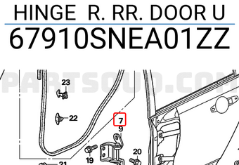 Honda 67910SNEA01ZZ HINGE R. RR. DOOR U