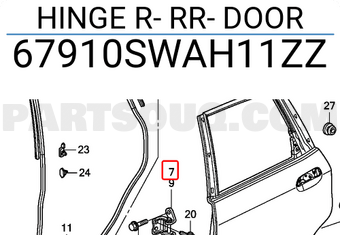 Honda 67910SWAH11ZZ HINGE R- RR- DOOR