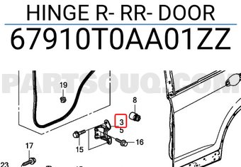 Honda 67910T0AA01ZZ HINGE R- RR- DOOR