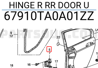 Honda 67910TA0A01ZZ HINGE R RR DOOR U