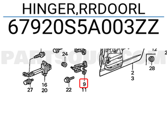 Honda 67920S5A003ZZ HINGER,RRDOORL