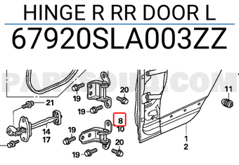 Honda 67920SLA003ZZ HINGE R RR DOOR L