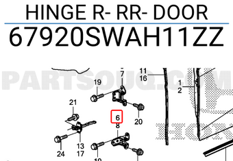 Honda 67920SWAH11ZZ HINGE R- RR- DOOR