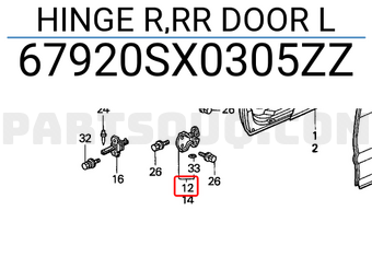 Honda 67920SX0305ZZ HINGE R,RR DOOR L