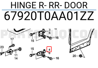 Honda 67920T0AA01ZZ HINGE R- RR- DOOR