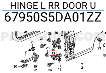 Honda 67950S5DA01ZZ HINGE L RR DOOR U
