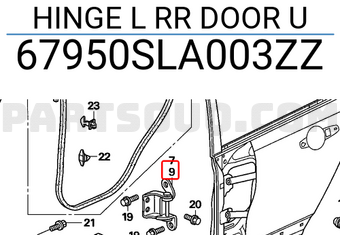 Honda 67950SLA003ZZ HINGE L RR DOOR U