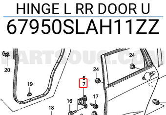 Honda 67950SLAH11ZZ HINGE L RR DOOR U