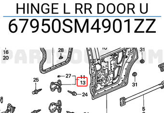 Honda 67950SM4901ZZ HINGE L RR DOOR U