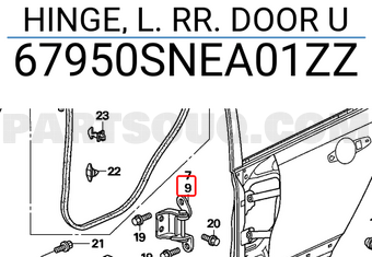 Honda 67950SNEA01ZZ HINGE, L. RR. DOOR U