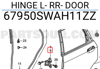 Honda 67950SWAH11ZZ HINGE L- RR- DOOR