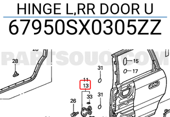 Honda 67950SX0305ZZ HINGE L,RR DOOR U