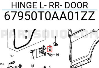 Honda 67950T0AA01ZZ HINGE L- RR- DOOR