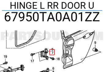 Honda 67950TA0A01ZZ HINGE L RR DOOR U