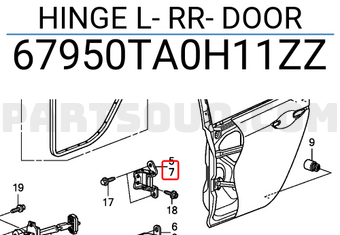 Honda 67950TA0H11ZZ HINGE L- RR- DOOR
