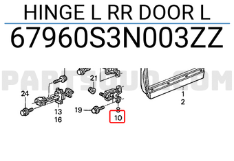 Honda 67960S3N003ZZ HINGE L RR DOOR L