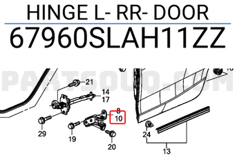 Honda 67960SLAH11ZZ HINGE L- RR- DOOR