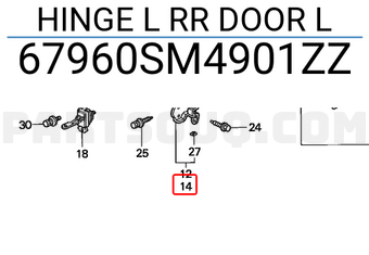 Honda 67960SM4901ZZ HINGE L RR DOOR L