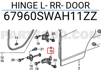 Honda 67960SWAH11ZZ HINGE L- RR- DOOR