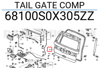 Honda 68100S0X305ZZ TAIL GATE COMP
