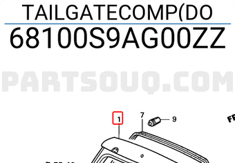 Honda 68100S9AG00ZZ TAILGATECOMP(DO