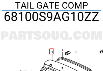 Honda 68100S9AG10ZZ TAIL GATE COMP