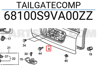 Honda 68100S9VA00ZZ TAILGATECOMP