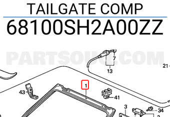 Honda 68100SH2A00ZZ TAILGATE COMP