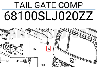 Honda 68100SLJ020ZZ TAIL GATE COMP